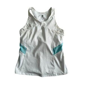K SWISS Women’s White Blue Workout Tennis Tank Top Size Small